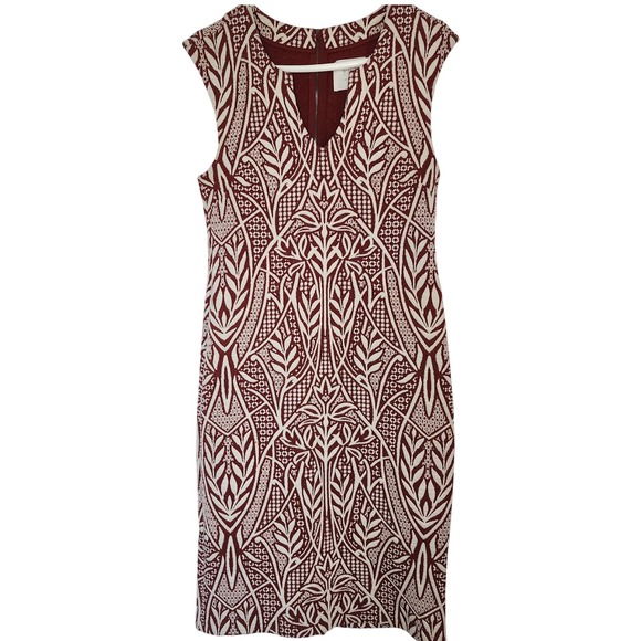 HD in Paris Dresses & Skirts - HD in Paris Sleeveless V-Neck Sheath Dress Burgundy Cream Size 12